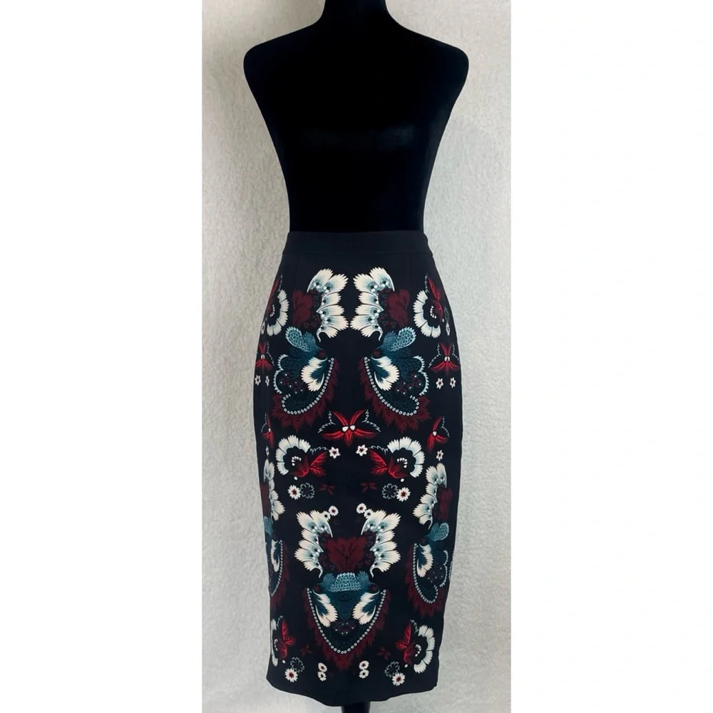 A.L.C. • Black/Multi Haley Garland Floral Silk Pencil Skirt, 2 - Picture 5 of 16